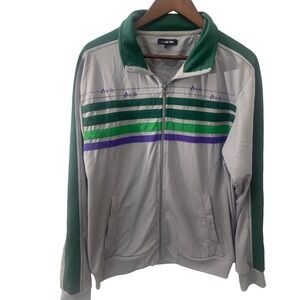 Air Life Men's XL‎ Track Jacket Gray Green Purple Stripe Retro Full Zip Comfort